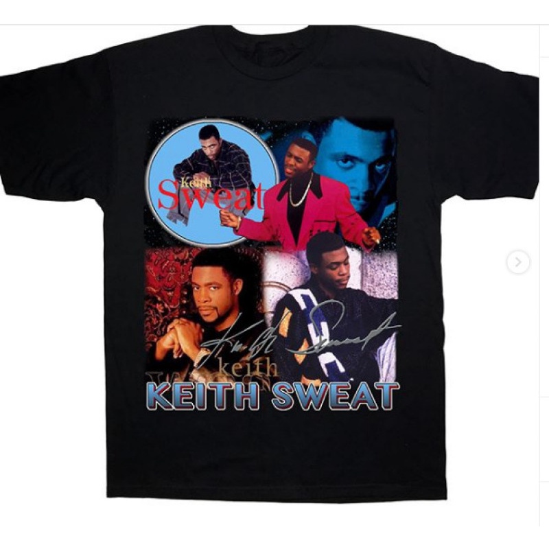 The New Men Shirt Gym Athletic Printed Keith Sweat Music Hip Hop Black 100% Cotton For Men T-Shirts E794 Plus Size Classic Sportwear Father'S Day Birthday Cool Gift