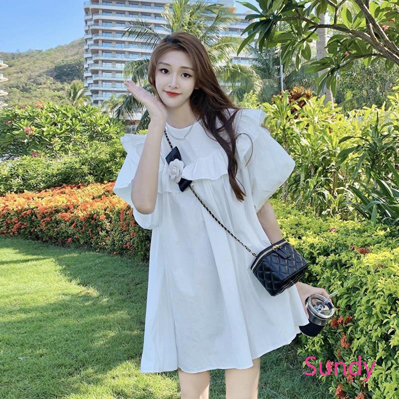 Đầm Tay Ngắn Dáng Rộng Thời Trang Mùa Hè Cho Bé Gái