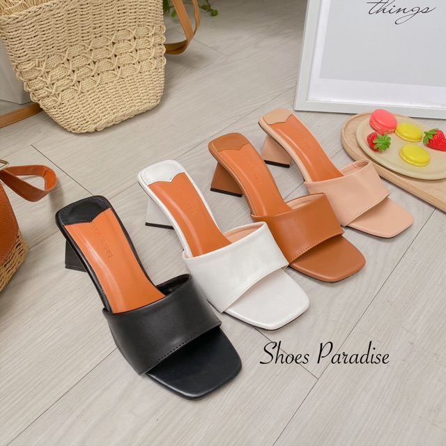 Giày Cao Gót Bảng Ngang Mũi Vuông Đế Cao 5 Phân - Shoes Paradise