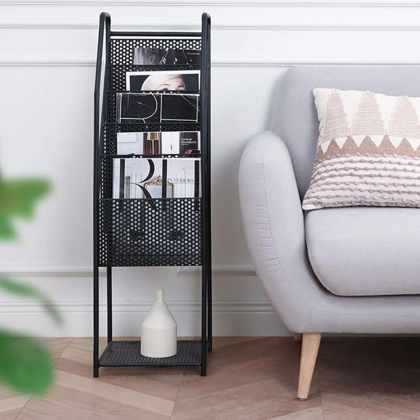 Kệ Sách Đứng Đa Tầng, Giá Sách Để Sách Báo Tạp Chí 5 Tầng Bằng Kim Loại Cao Cấp Không Gỉ
