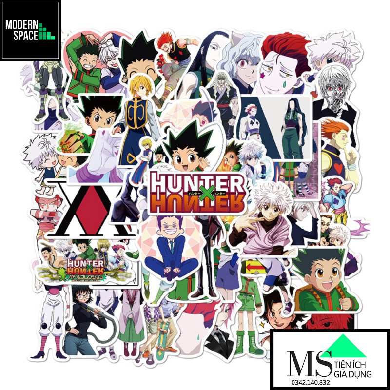 Sticker PVC Hunter X Hunter 50 Hình ST-112 - Cả bộ 50 Hình dán Stickers Chống nước Dán Mũ bảo hiểm Vali Laptop Điện thoạ