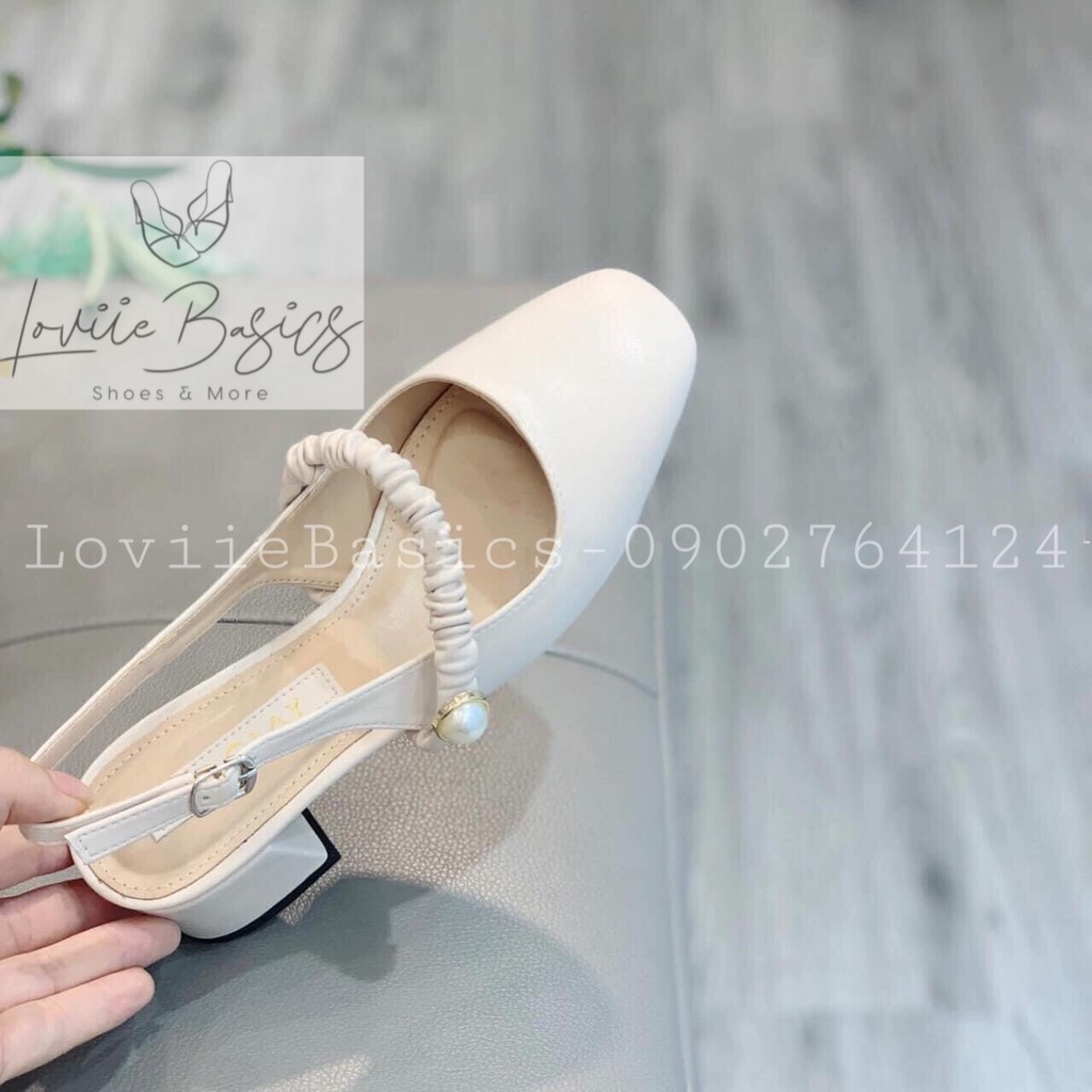 GIÀY SỤC LOVIIE BASICS - SANDAL BÍT MŨI GÓT VUÔNG 3CM - GIÀY MŨI NHỌN DÂY NGANG ĐÍNH NGỌC G211125
