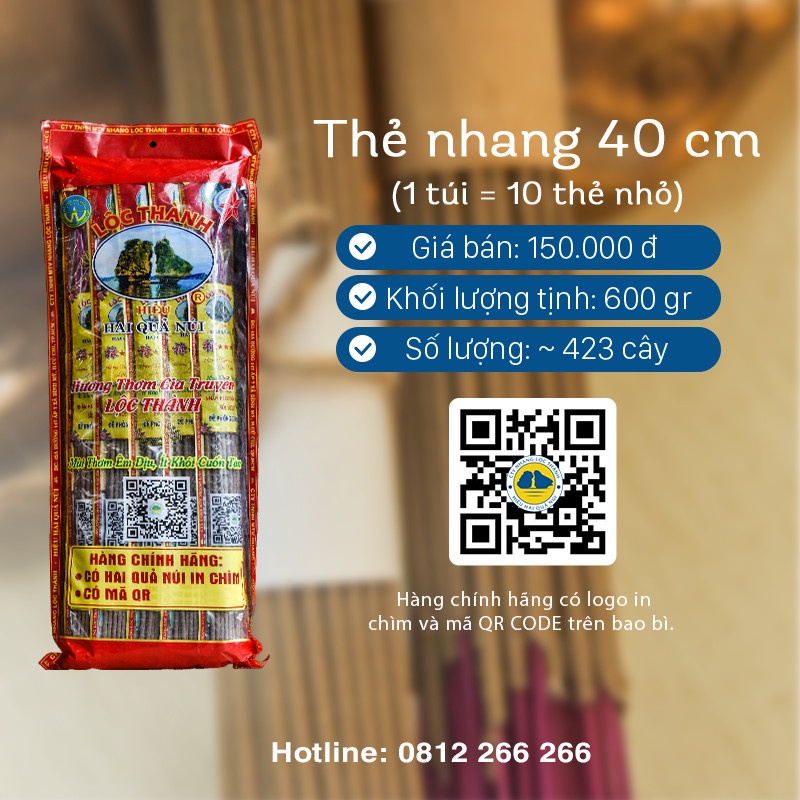 Nhang thơm Lộc Thành, NHANG THẺ 400gr &600gr, hương bài cuộn tàn, ít khói