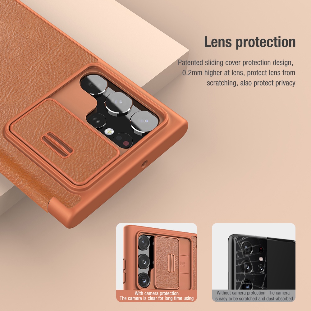 Ốp lưng Samsung S22 Ultra 5G Nillkin Qin Pro Ví bỏ túi thẻ Túi da Ốp lưng lật cho Samsung S22 Plus S22+