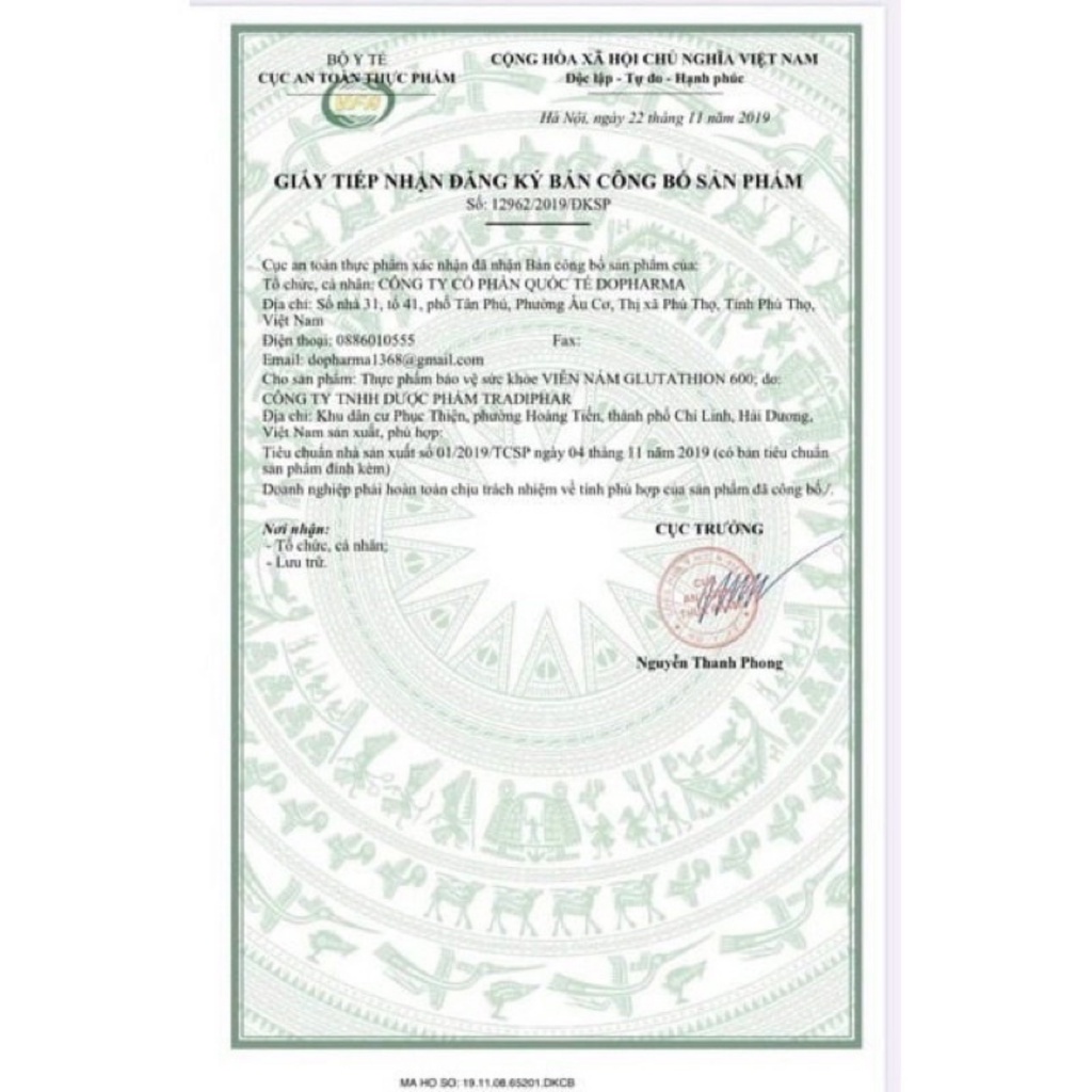 Viên Uống Trắng Da DR.LAICR GLUTATHIONE 600 Viên glu 600 trắng da, mờ nám