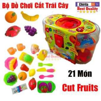 Bộ Đồ Chơi Cắt Ghép Trái Cây Bằng Nhựa Cho Bé 21 Món - Hàng Việt Nam Màu Sắc Tươi Mới 0920-14