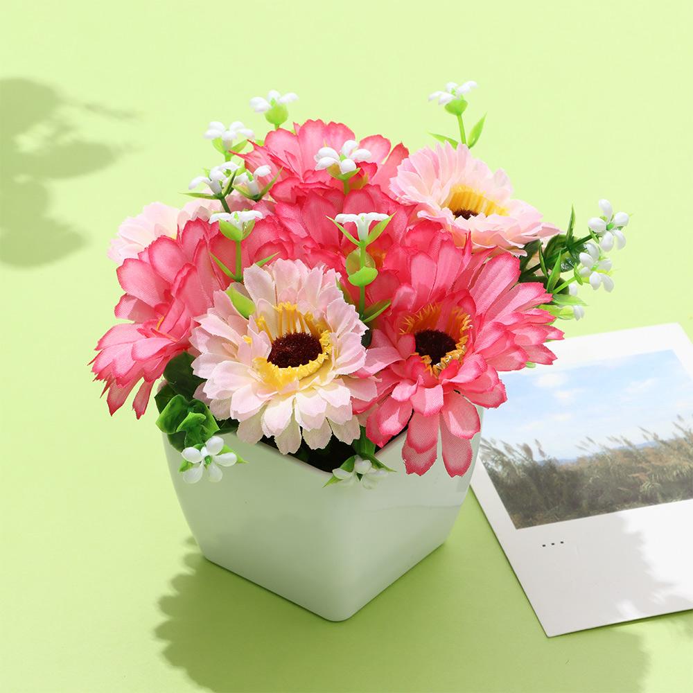 KUNHEV Chậu Hoa Mẫu Đơn Nhân Tạo Màu Sắc Tươi Sáng Để Bàn Trang Trí