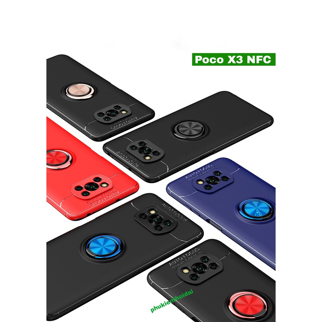 Ốp lưng Poco X3 NFC / X3 Pro nhẫn Ver 2 giá đỡ xem phim hiệu Auto Focus
