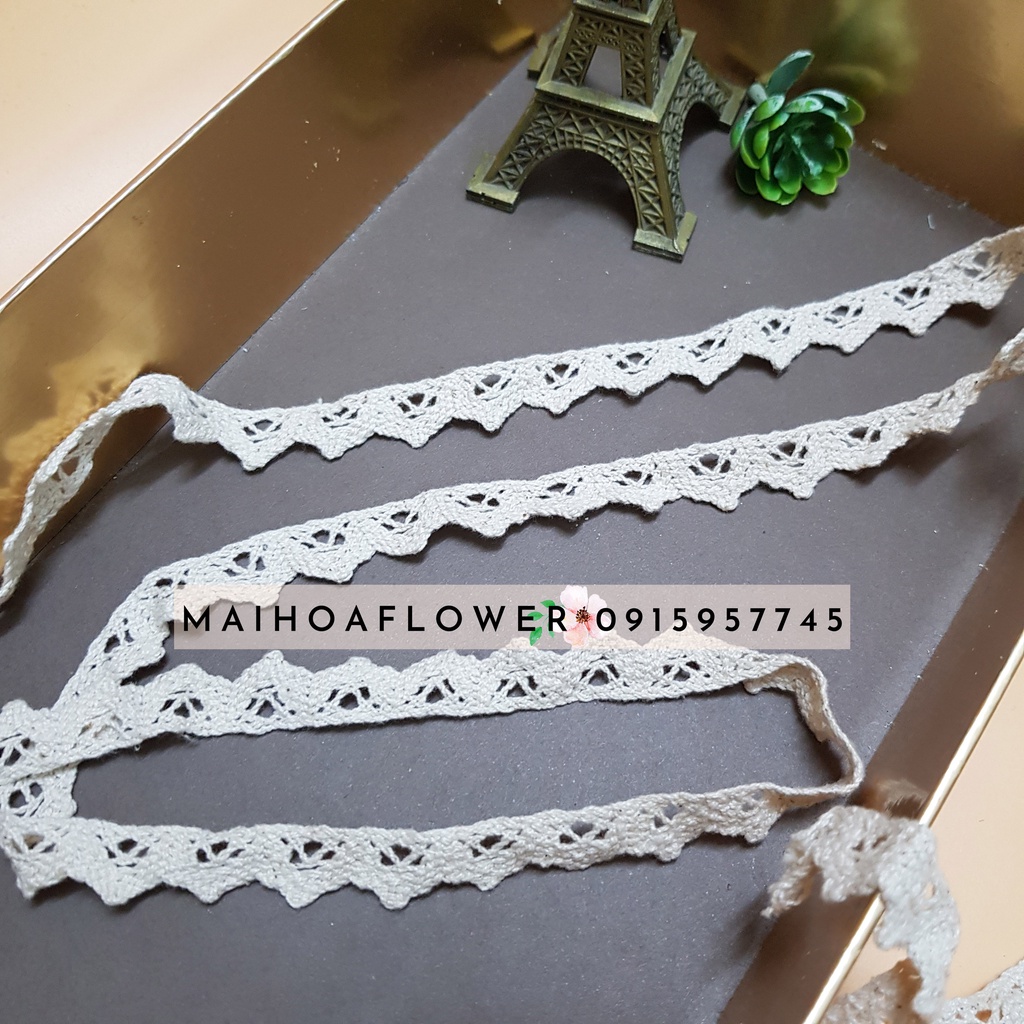Dây ren viền trang trí váy áo bản nhỏ 1cm chất liệu cotton CK11 và CK12 Maihoaflower