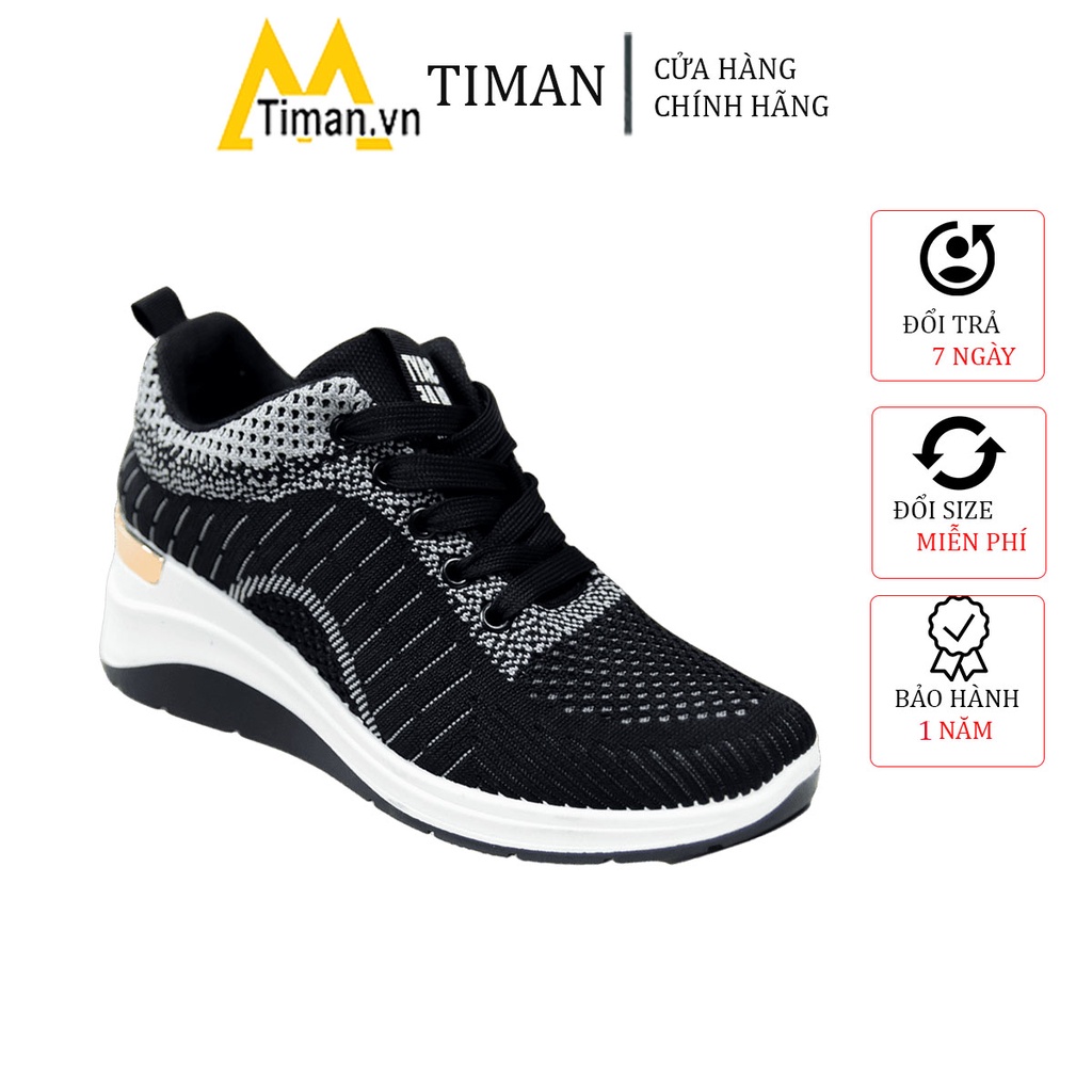 Giày thể thao nữ độn đế sneaker đẹp màu trắng siêu nhẹ chất liệu vải cho trung niên bảo hành 1 năm SZ22 TIMAN