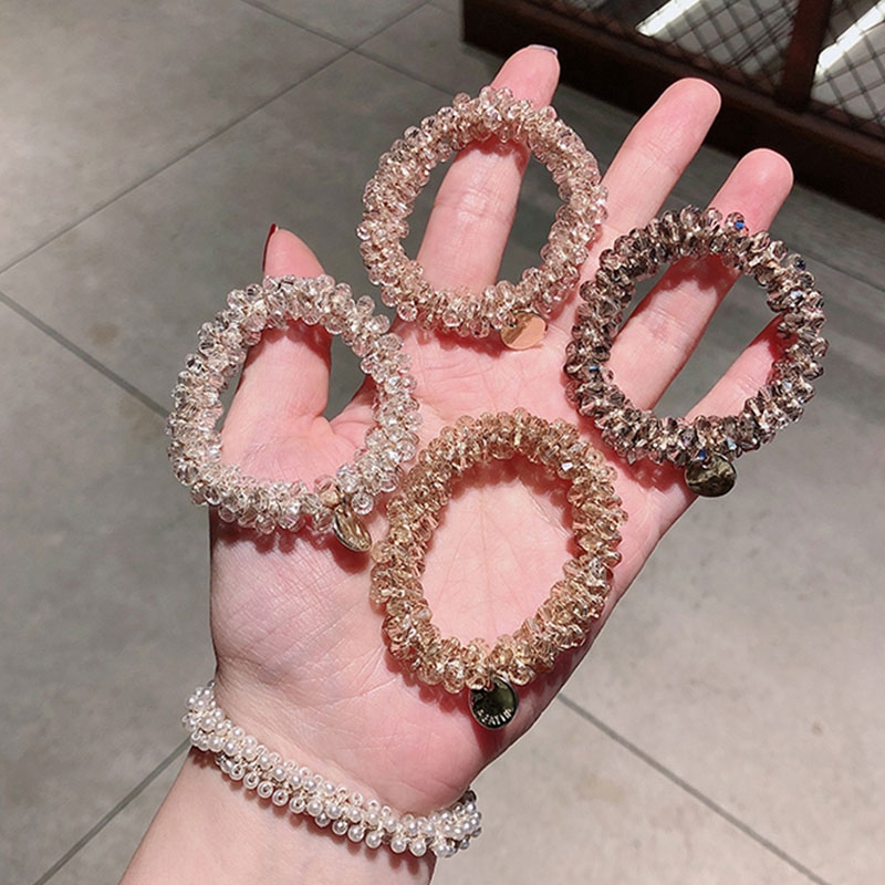 Dây Buộc Tóc Co Giãn Đính Hạt Đá Lấp Lánh Thời Trang