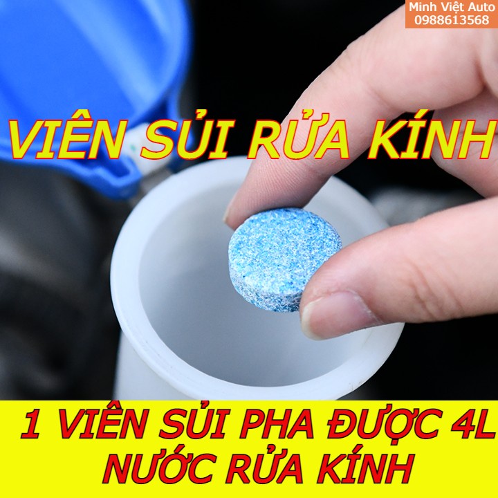 (Combo 50 ) Viên Sủi Rửa Kính Xe Ô tô - Viên Pha Nước Rửa Kính Xe - Làm Sạch Vết Bẩn Trên Kính -1Viên = 4 Lít