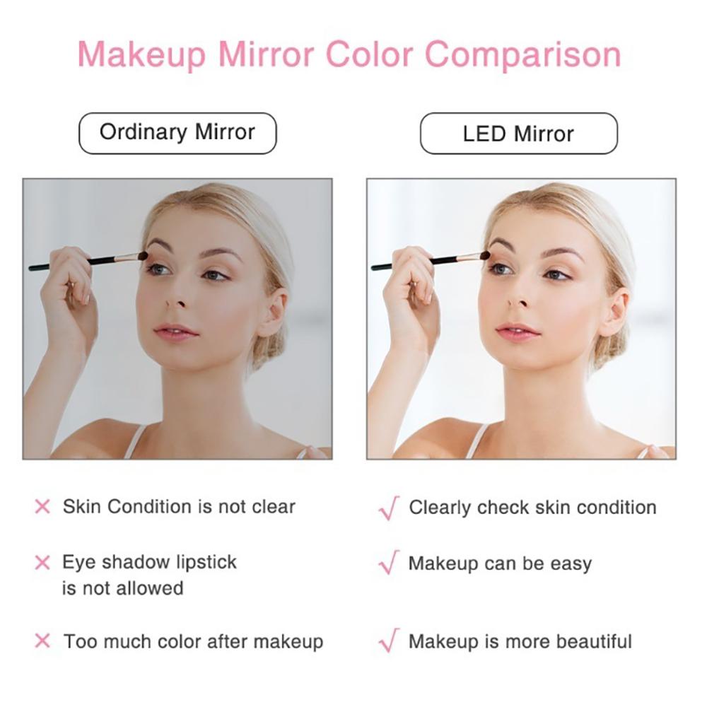 Gương Trang Điểm Có Đèn Led Thông Minh Với Đế Đựng Có Thể Tháo Rời Tiện Dụng