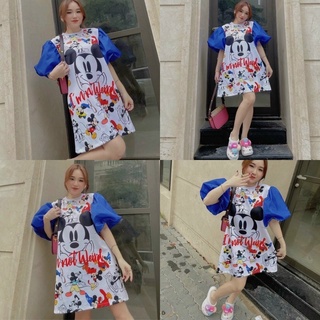 Đầm babydoll mickey tay phồng xinh xỉu