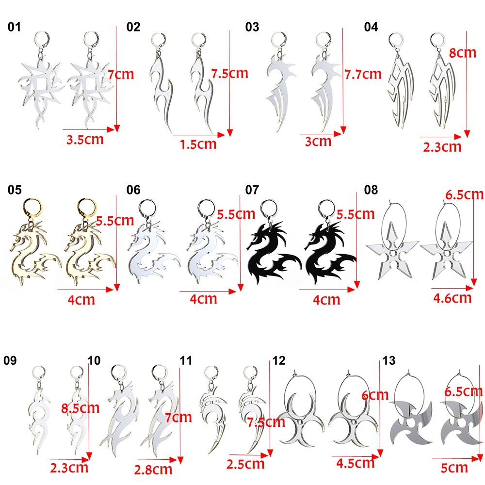 UPSTOP 1 Pair Women Men Totem Flame Dragon Pattern Acrylic Earrings/Multicolor