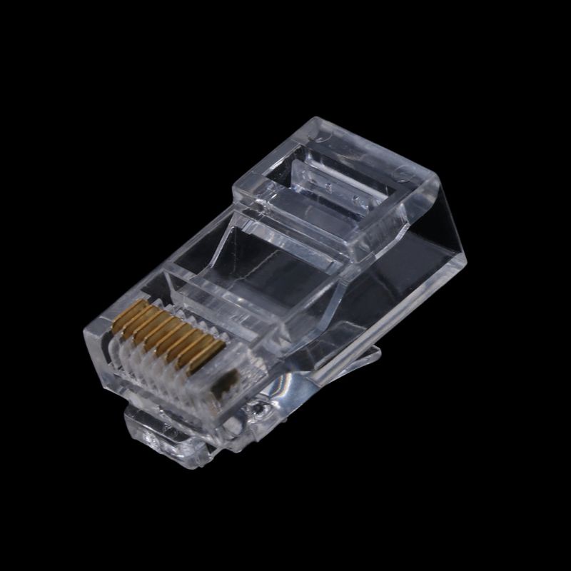 Set 100 / 25 Đầu Nối Mạ Vàng Đính Pha Lê RJ45 CAT5 CAT5E Connec