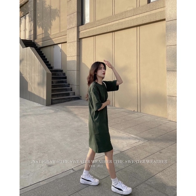 (Ảnh thật) Váy phông dáng suông mặt tuyết thêu logo the.sweaterweather TSW