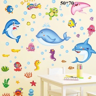 Decal dán tường đàn cá vui nhộn