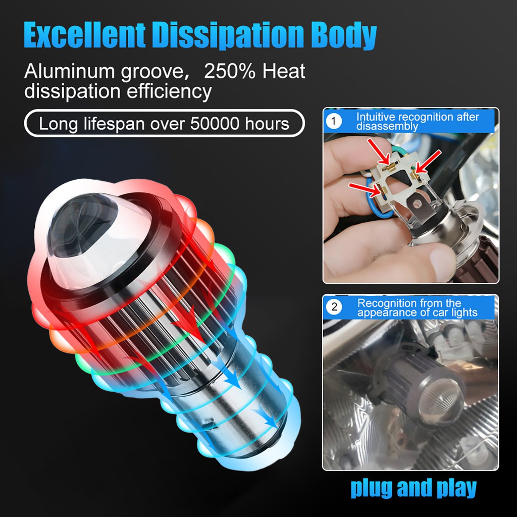 Đèn pha Hai Màu thay thế H4 dùng cho xe moto chuyên dụng