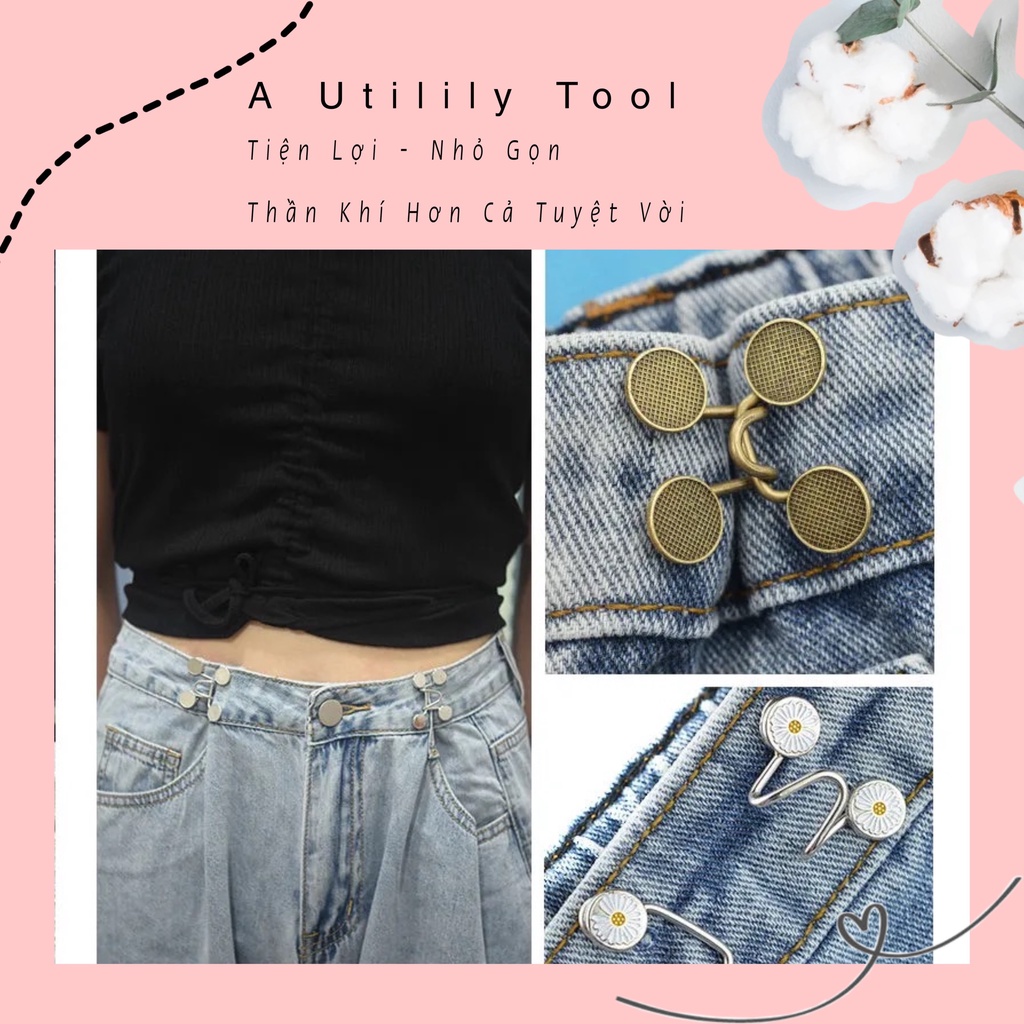 [Sẵn Kho] Nút cài, nút gài, khuy cài điều chỉnh lưng quần jean quần bò cạp rộng cho nữ siêu hot 2021.