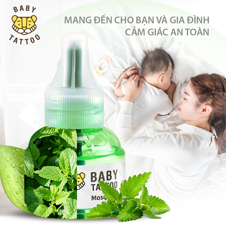 [Mã LTP50 giảm 50000 đơn 150000] BABY TATTOO 1 Combo Máy Xông Và 5 Tinh Dầu Đuổi Muỗi Không Mù Không khói