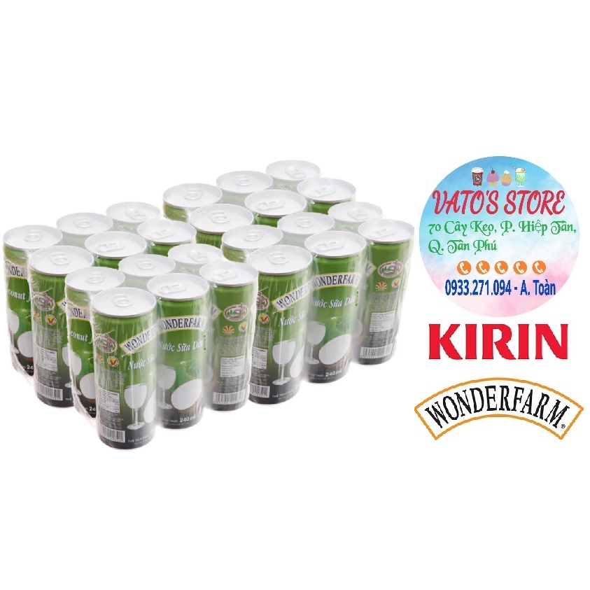 Thùng 30 lon nước sữa dừa WONDERFARM 240ml / Lốc 6 lon nước sữa dừa WONDERFARM 240ml