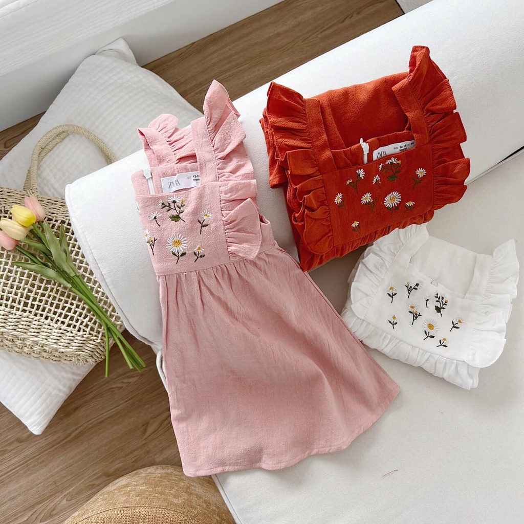 Váy Zara thêu hoa cúc sz 1-6y siêu cute cho bé gái