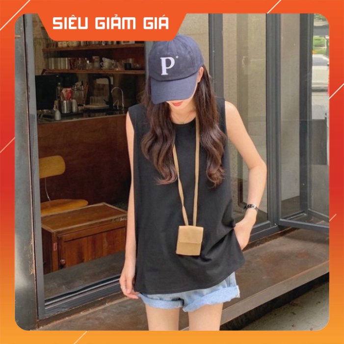 Áo Thun 3 Lỗ Dáng Rộng, Áo Tanktop Nữ Trùm Mông Dáng Trơn Basic 4 Màu Hot Hit