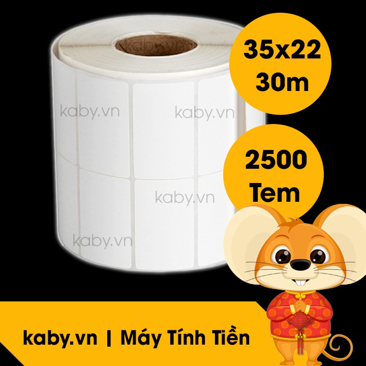 Giấy In Mã Vạch 2 Tem 35x22 (Cuộn) - Decal Nhiệt 2 Tem 72x22 mm