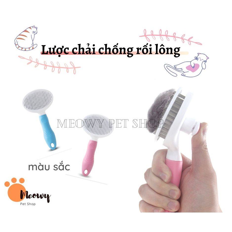 Lược chải rối lông có nút bấm đẩy lông dành cho chó mèo - Lược chải lông gỡ rối cho chó mèo