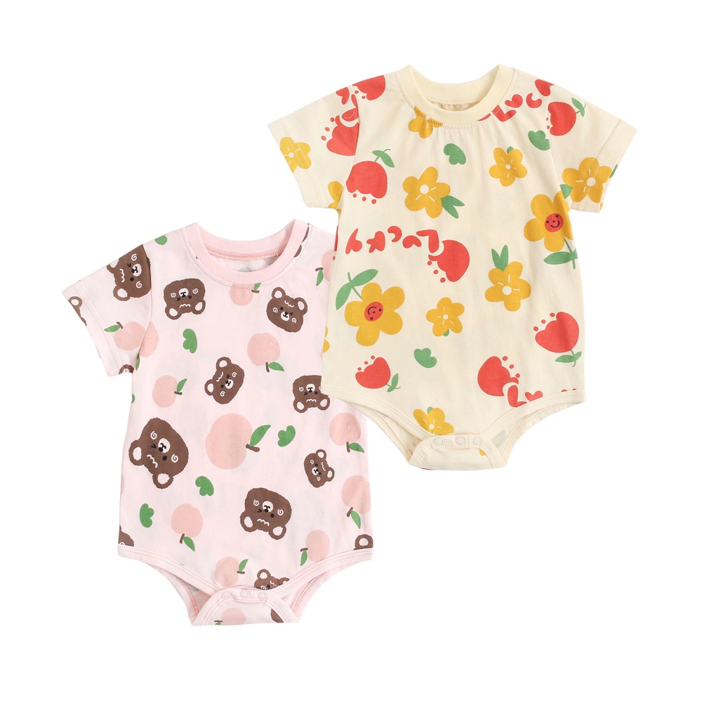 Áo liền quần SANLUTOZ từ cotton họa tiết tùy chọn mùa hè dễ thương cho bé