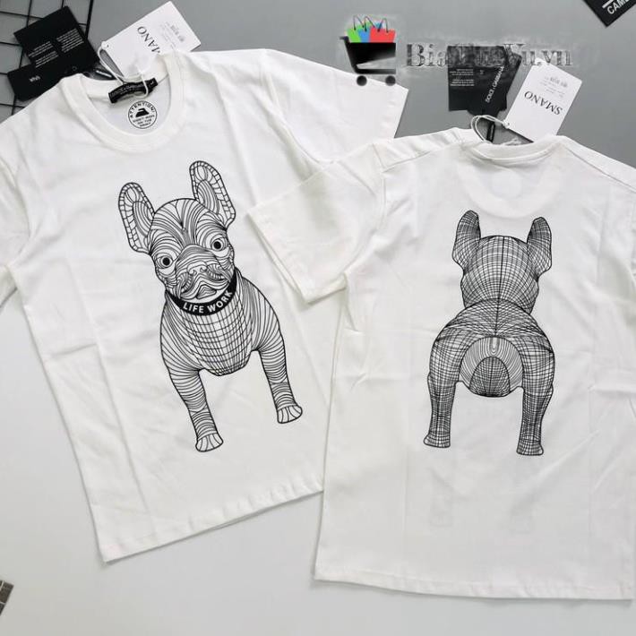 Áo thun tay lỡ in hình chó Pug phong cách - Áo phông freesize giấu quần Rẻ Boutique