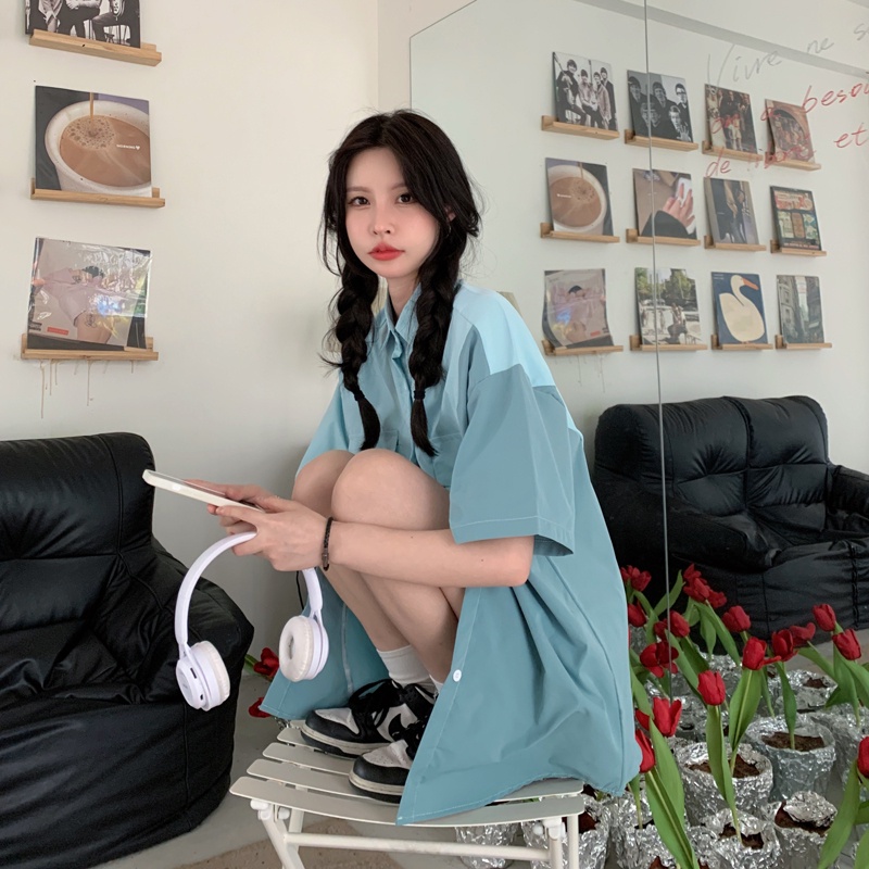 【ZHELIHANGFEI】Áo Thun POLO Tay Ngắn Form Rộng Theo Phong Cách Preppy Dễ Phối Đồ