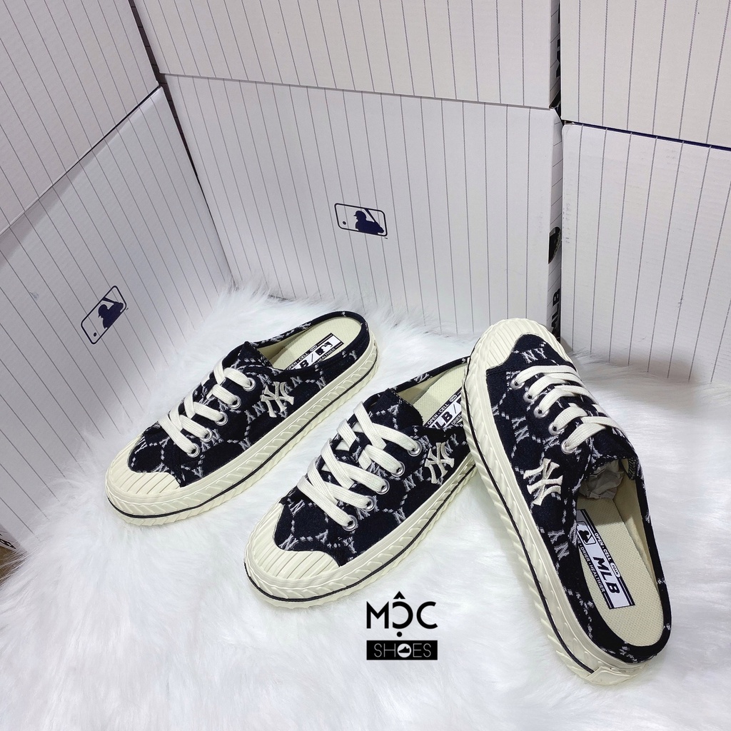 *Chính Hãng* Giày đạp gót Sneaker MLB Playball Origin Mule NY Đen Black