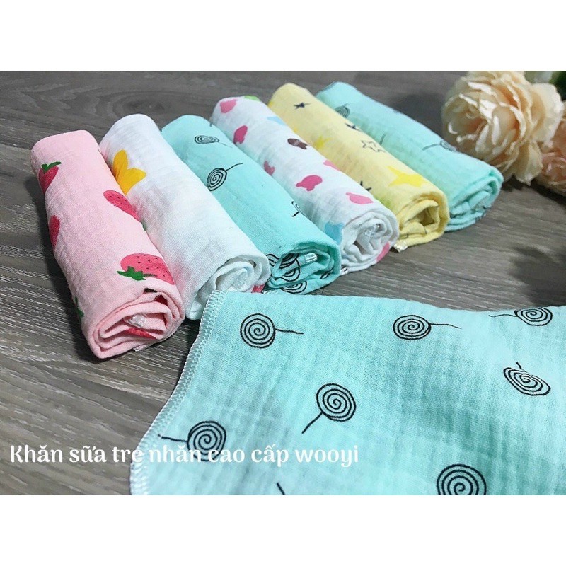 Set 5 Khăn sữa sợi tre cho bé Wooji