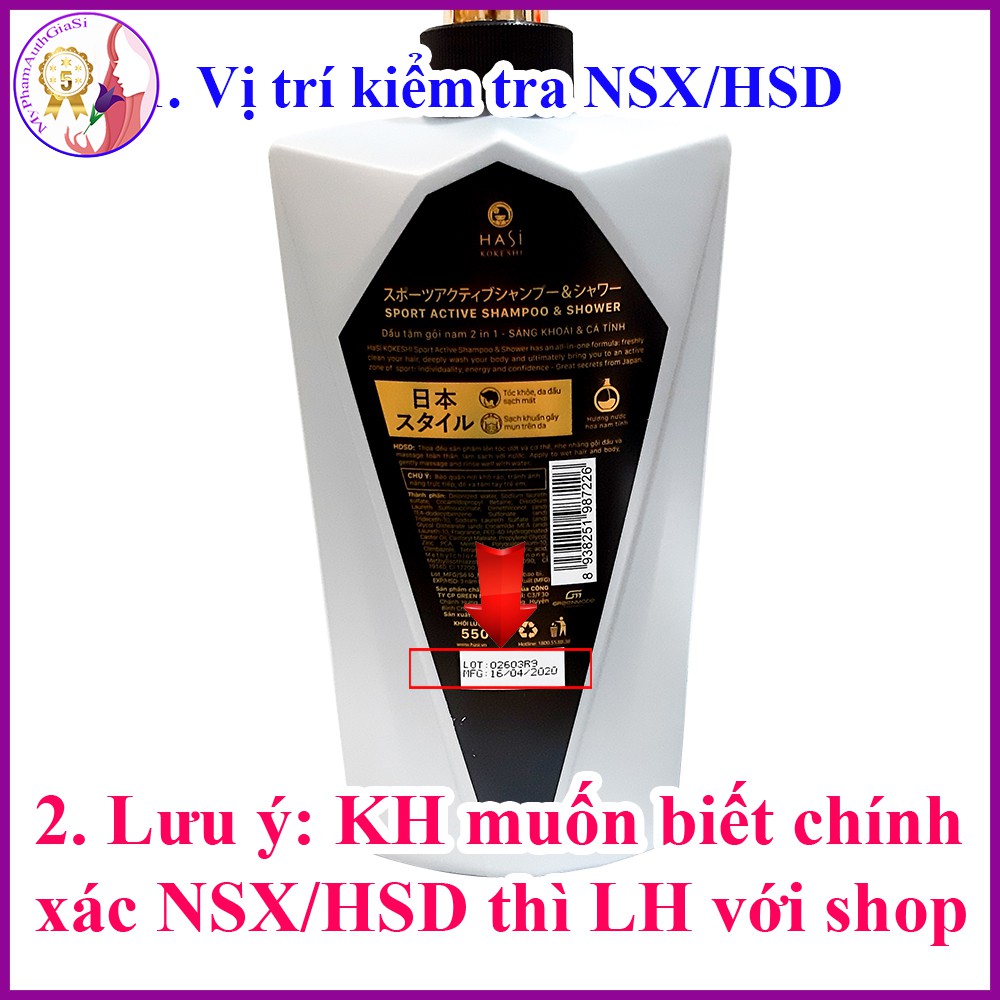 Dầu gội sữa tắm nam 2 in 1 hasi kokeshi sảng khoái cá tính 550g