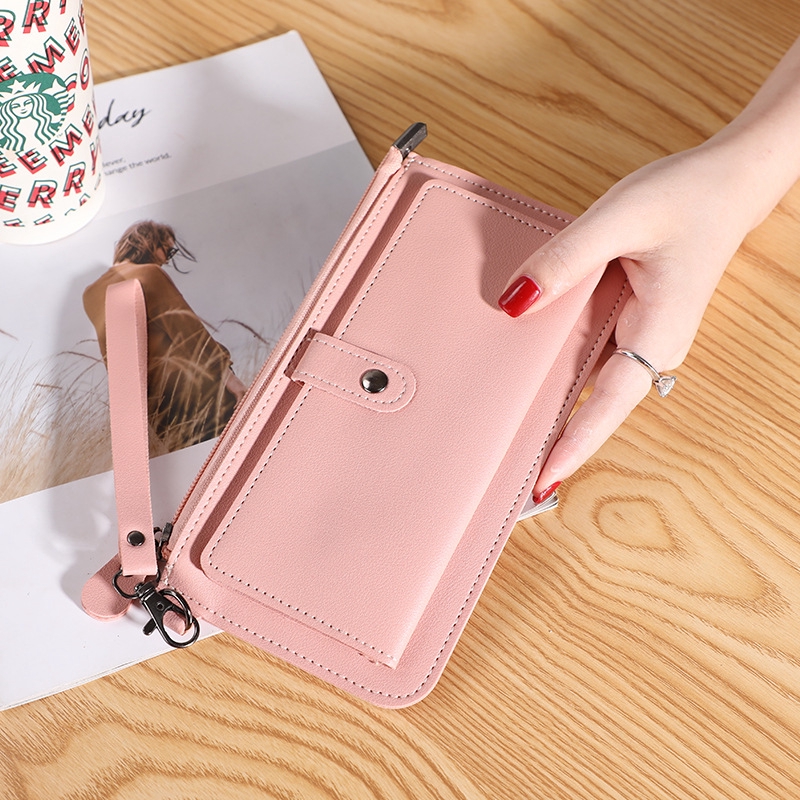 Ví Dài Sức Chứa Lớn Có Khóa Kéo Đơn Giản Thời Trang Phong Cách Hàn Quốc Mới