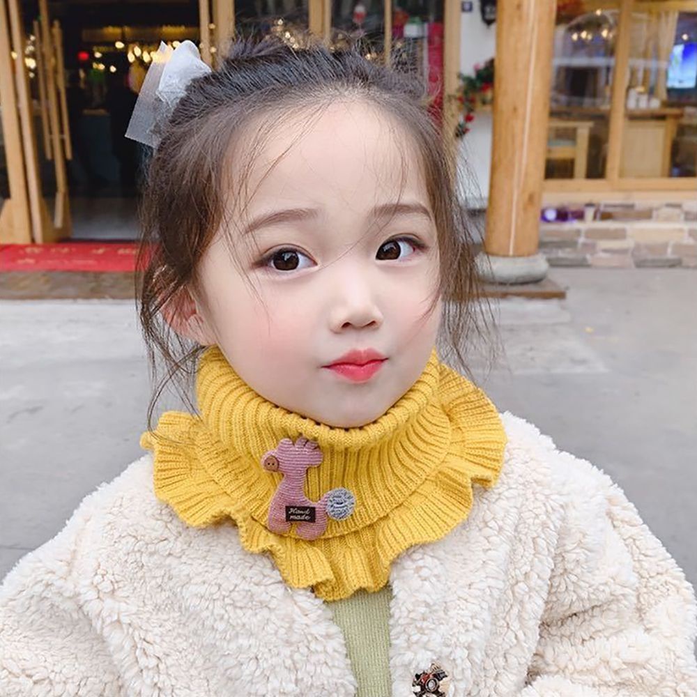 Khăn choàng cổ chất liệu len dệt kim dày dặn mềm mại giữ ấm họa tiết hoạt hình dễ thương cho bé gái