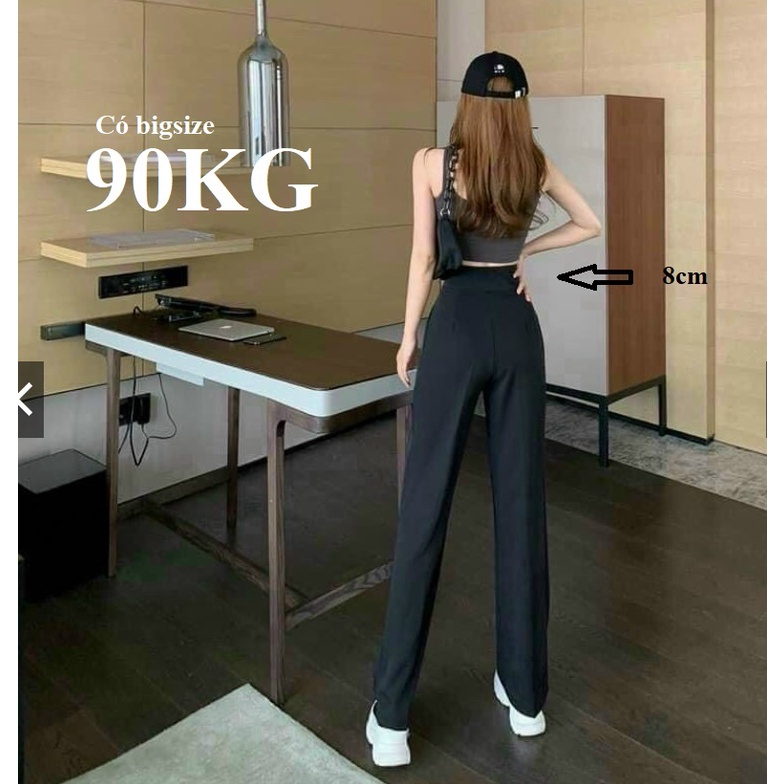 Quần Ống rộng 3 Khuy, Vải tuyết Mưa, Dáng Dài 100cm, Có Bigsize 90KG, Lưng cao 8cm