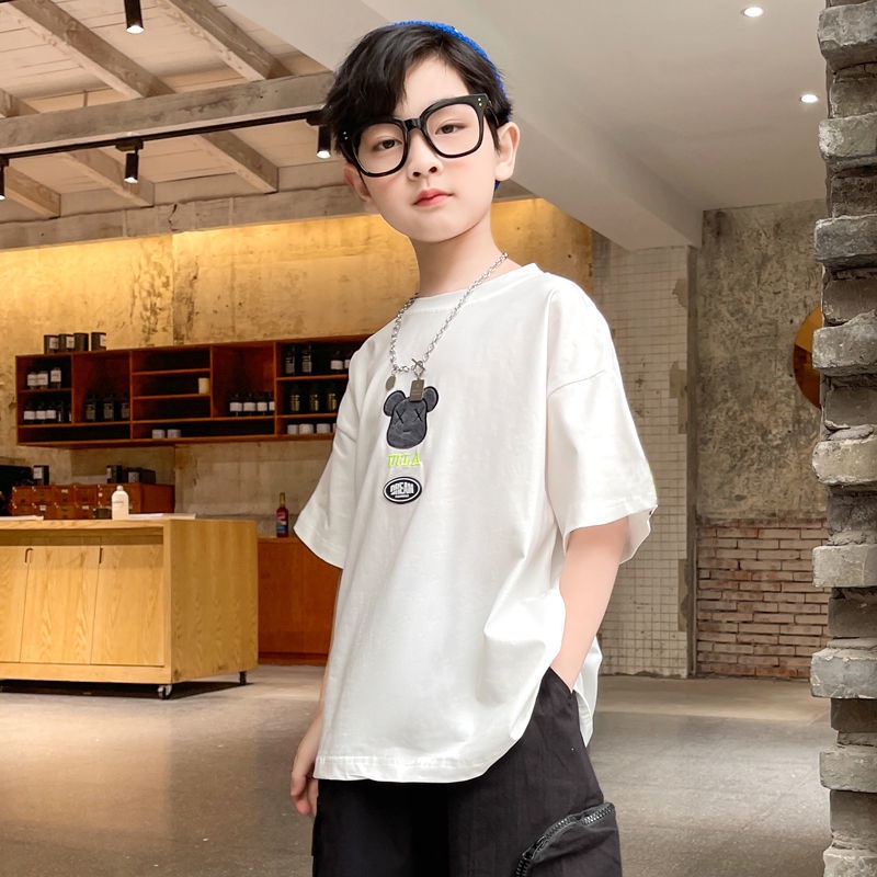 Boys Short-sleeved T-shirt Summer Loose All-match Half-sleeved Korean Version Handsome Children's Cotton T-shirt