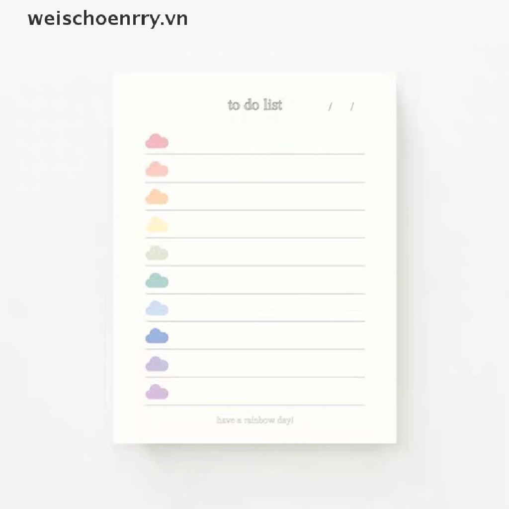 【WW】 Ins Cute Colorful Clouds To Do List 50 Sheets Planner Student Note Supplies .