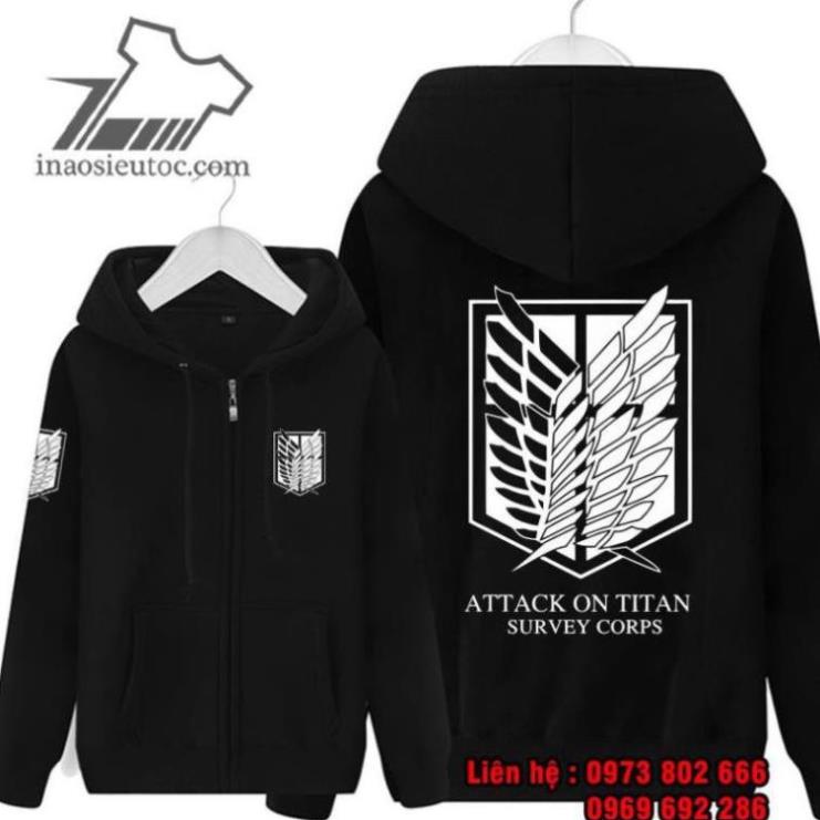 Áo khoác áo Hoodie in hình attack on Titan đẹp giá rẻ chất lượng - ao game chat