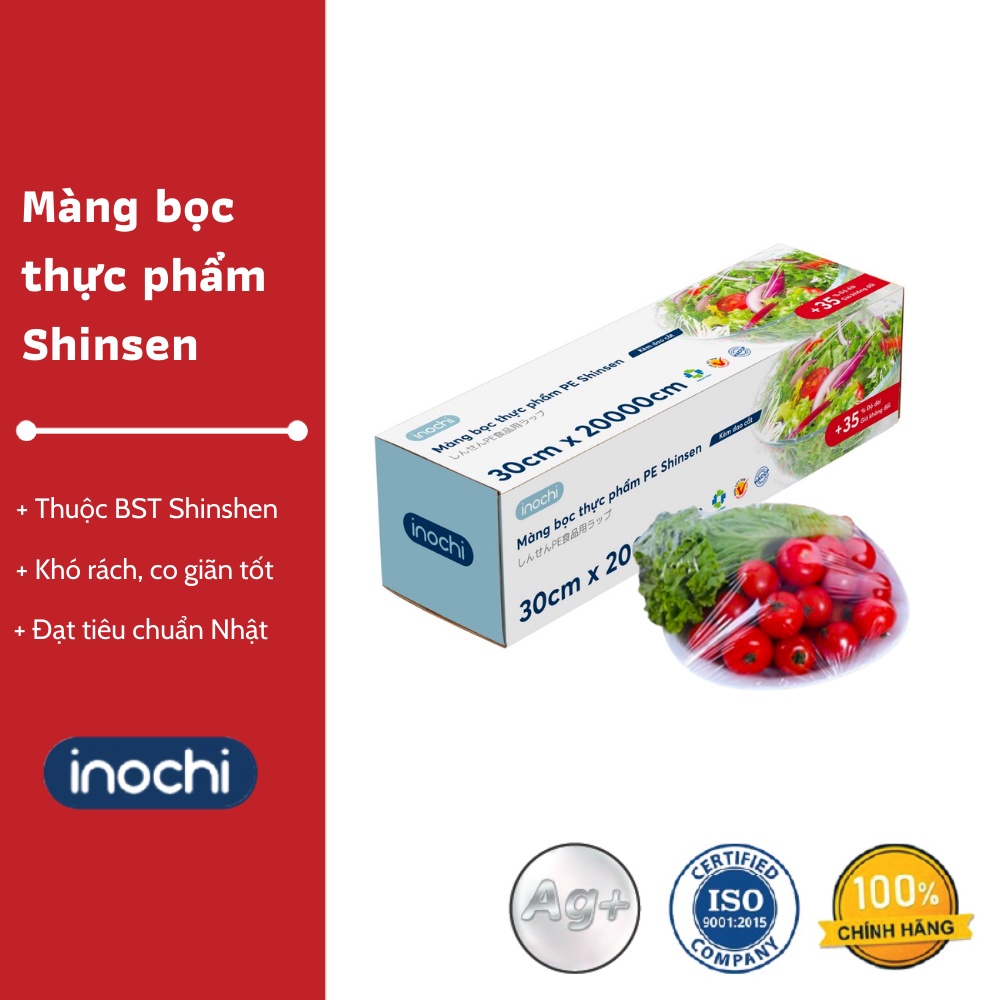 Màng bọc thực phẩm PE Shinsen Inochi 30cm x 3500cm/10000cm/20000cm/40000cm - Dẽo dai và khó rách, Chất lượng Nhật Bảng