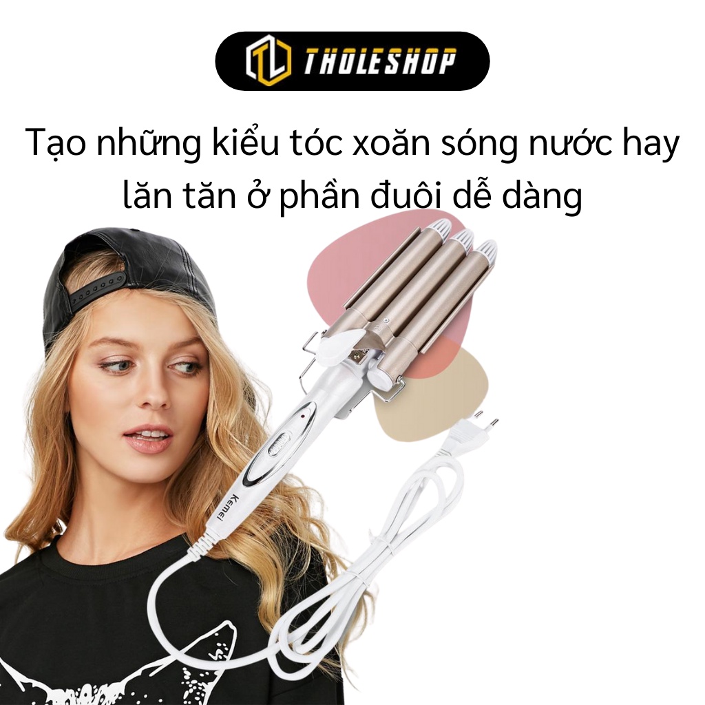 Máy Uốn Tóc - Máy Làm Tóc Xoăn 3 Trục Kemei-1010 Dễ Dàng Và Nhanh Chóng 4355