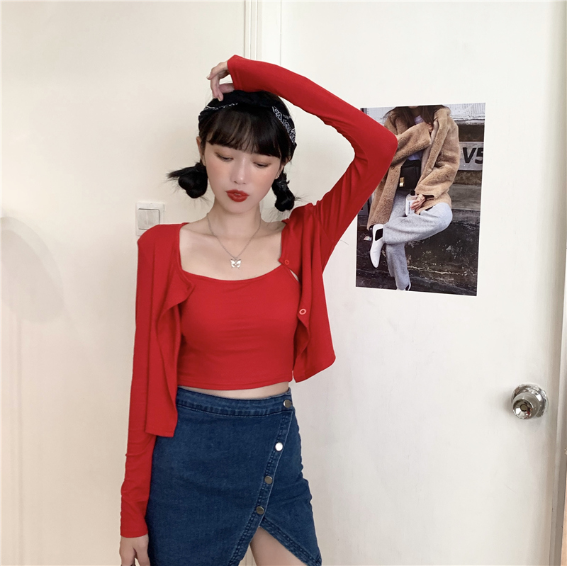 SUXI Áo Khoác Cardigan Tay Dài Màu Trơn Thời Trang Mùa Thu Cho Nữ