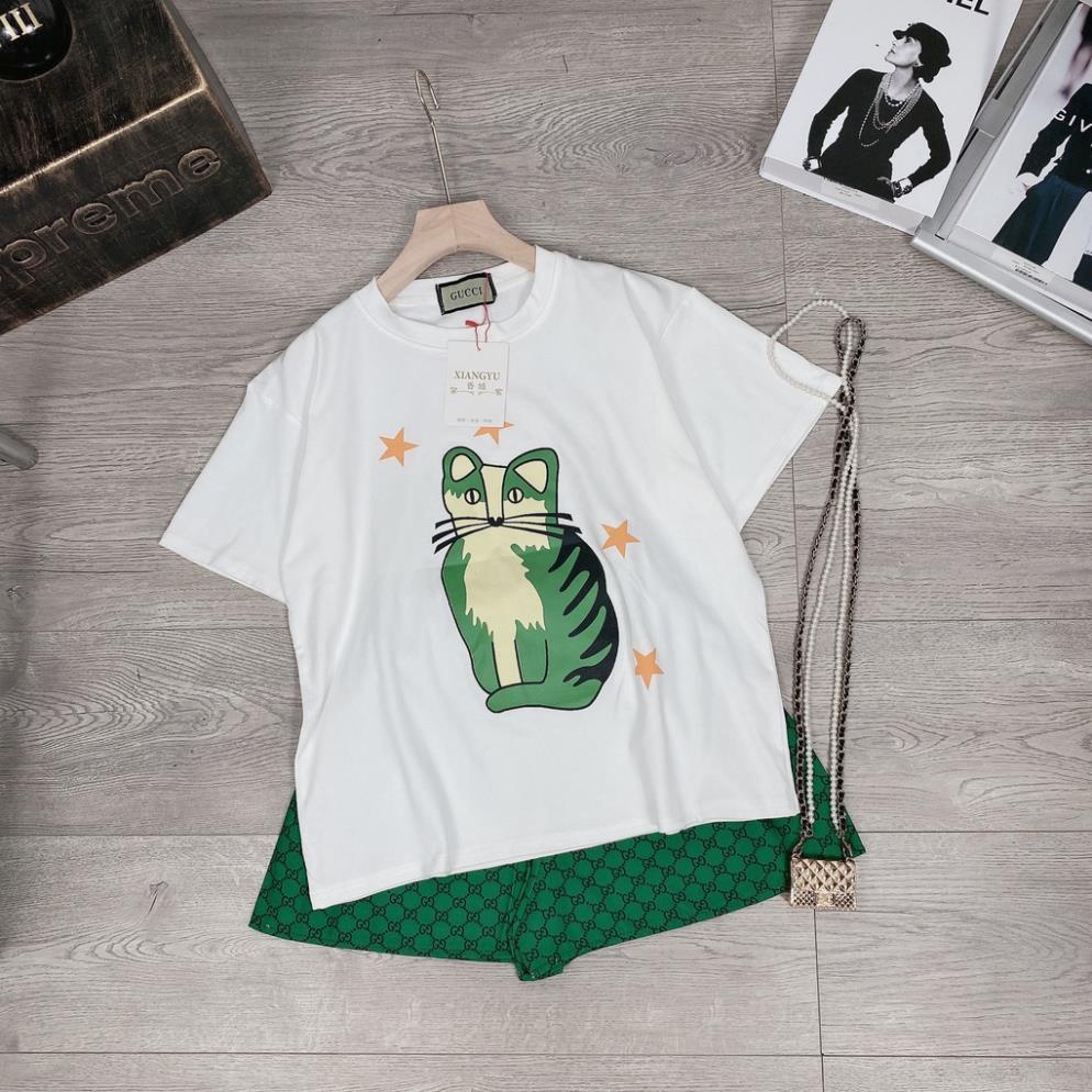 [ 𝐅𝐑𝐄𝐄 𝐒𝐇𝐈𝐏 ] BỘ ÁO THUN MÈO XANH QUẦN ĐŨI CHỮ ĐỒ BỘ NGẮN TAY