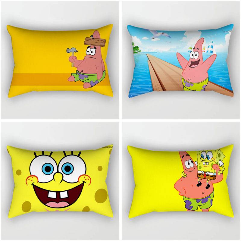 Vỏ Gối Chữ Nhật 50x30CM In Hình SpongeBob Trang Trí Nhà Cửa