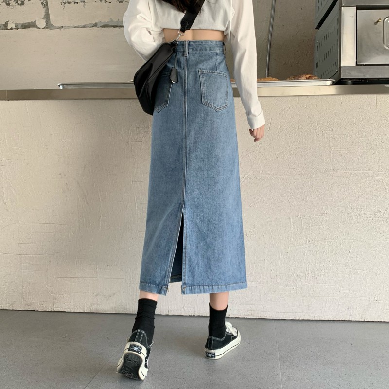 Chân Váy Denim Dáng Chữ A Lưng Cao Thời Trang Cho Nữ | BigBuy360 - bigbuy360.vn