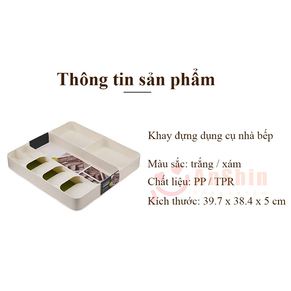 Khay đựng thìa, nĩa và dụng cụ nhà bếp - hộp chia ngăn chứa đồ đa năng