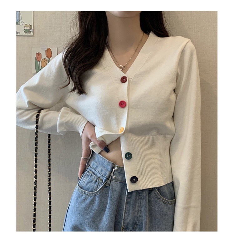 SUXI Áo cardigan dệt kim tay dài cổ chữ V thiết kế mới thời trang mùa thu theo phong cách hàn quốc cho nữ